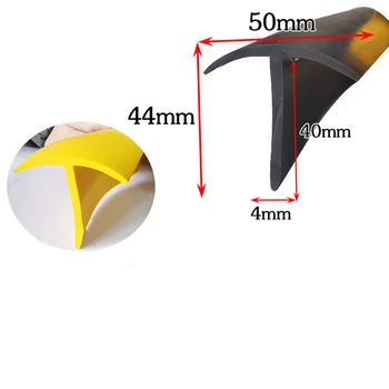 Резиновая Т-образная прокладка для кабеля, солнечного стекла, металла, деревянной панели, защитного экрана, 50x44 мм, Черный, желтый