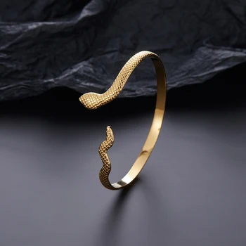 Простой открывающийся браслет в форме змеи для женщин Регулируемый браслет из нержавеющей стали Женский Мужской Ювелирный подарок