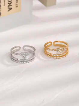 2023, хит продаж, кольцо из 100% серебра 925 пробы с цирконом для женщин или пар, высококачественное дизайнерское двухслойное открывающее кольцо
