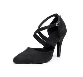 Женская танцевальная обувь для девочек на высоком каблуке из замши, резины для Сальсы, Джаза, Латиноамериканских танцев, на шнуровке, для танцев 6-11 см
