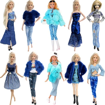 Смешанная синяя одежда для принцессы 1/6 Кукольное платье для вечеринки Красивое пальто Модные наряды Брюки для аксессуаров для кукол Barbies JJ