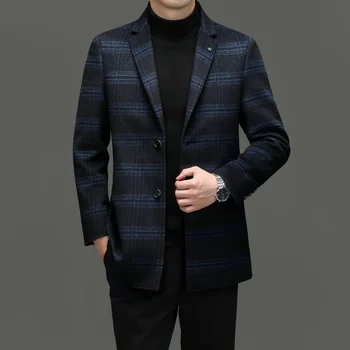 2023 Высококачественная мужская мода, красивый тренд, деловой повседневный стиль, все с тонким шерстяным пальто, Осенне-зимний новый шерстяной костюм