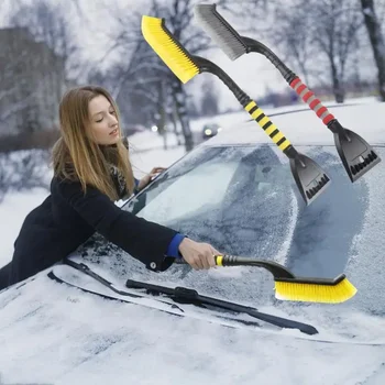 Зимняя Съемная Автомобильная лопата для уборки снега с ручкой из пены EVA Автоматическая Щетка для чистки Скребок для удаления льда Лобовое стекло автомобиля