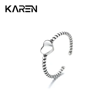 Женское кольцо KAREN из стерлингового серебра 925 пробы с надписью Love Ring в винтажном стиле, персонализированное кольцо для скручивания жареного теста