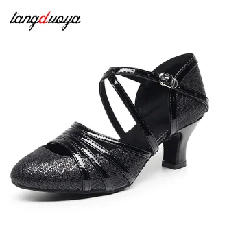 Новое поступление, брендовые Современные танцевальные туфли, Женские танцевальные туфли для девочек, бальные туфли для латиноамериканских танцев на высоком каблуке, женские туфли для латиноамериканских танцев на каблуке 5,5 см