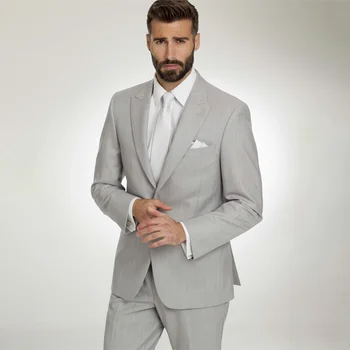 Повседневные мужские костюмы серого цвета, официальный деловой блейзер, свадебный смокинг жениха, комплект из 2 предметов, повседневная куртка, брюки Terno Masculino