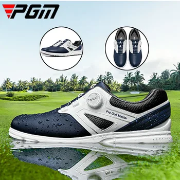 Мужские кроссовки для гольфа с нескользящими заклепками PGM, мужские водонепроницаемые кроссовки для гольфа с верхом из микрофибры, Мягкая IP-подошва, кроссовки для гольфа