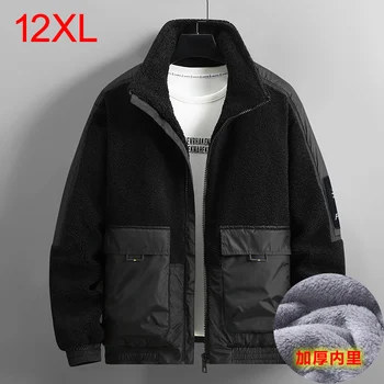 170 кг, осенне-зимнее большое мужское модное флисовое пальто со стоячим воротником и большим карманом, хлопковое пальто, куртки 12XL