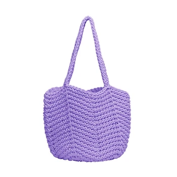 Сумки через плечо большой емкости для женщин, вязаная сумочка для девочек, повседневная Уличная Летняя Полая сумка для покупок многоразового использования