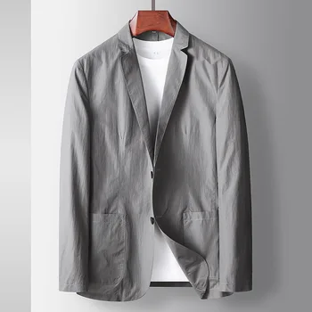 Мужское повседневное пальто высокого качества, весенне-летнее новое тонкое однотонное пальто single west, не глаженое, легкое роскошное деловое пальто