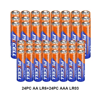 PKCELL 24 шт. батарейки типа LR03 AM4 E92 AAA и 24 шт. щелочные батарейки типа LR6 AM3 E91 MN1500 AA 1,5 В для игрушек Smart Locks (48 упаковок)
