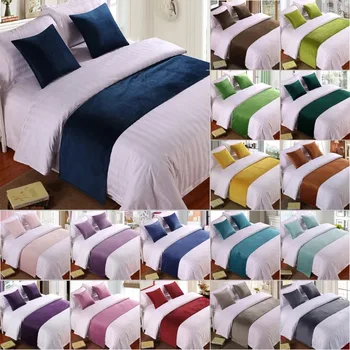 Роскошная бархатная кровать, покрывало, украшение для дома, отеля, Флаг для кровати, Свадебная спальня, Полотенце для хвоста кровати Twin / Queen / King