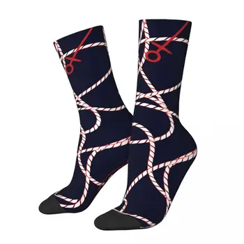 Забавный счастливый носок для мужчин с якорем, бесшовный винтажный носок для экипажа в морском стиле с качественным рисунком, повседневный подарок