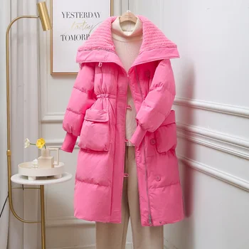 2023 Зимнее новое пуховое пальто женское средней длины выше колена, утолщенное Модное тонкое пальто зимняя одежда женское зимнее пальто