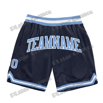 Персонализированное название, темно-сине-белые мужские баскетбольные шорты с 3D-принтом, молодежные летние спортивные шорты из дышащей сетки LQD15