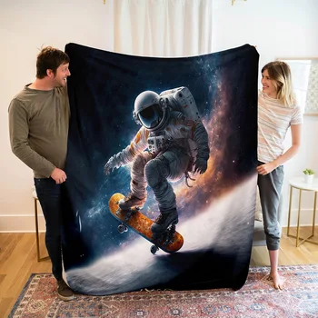 Спортивное Фланелевое одеяло для космонавтов, одеяло для катания на скейтборде, футболе, велосипеде, серфинге, Удобное, Теплое, легкое для кровати, дивана