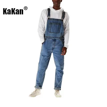 Kakan Европейский и американский ремень нового стиля, синие черные джинсы, мужская одежда, популярный среди молодежи джинсовый длинный комбинезон K34-725