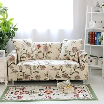 Эластичный чехол для дивана с цветочным принтом, хлопковое полотенце для дивана, Нескользящие чехлы для диванов для гостиной, полностью защищающие от пыли