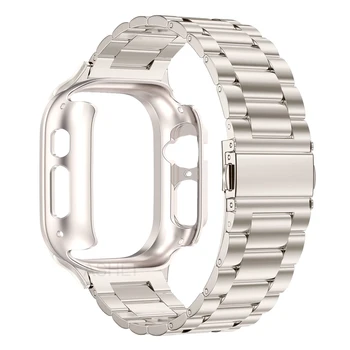 Для Apple watch ultra 49 мм ремешок + чехол Чехол для ПК для iwatch apple watch 8 7 45 мм 41 мм чехол + аксессуары для браслета из нержавеющей стали