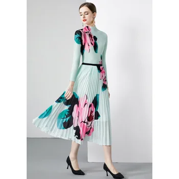2023 Новое темпераментное модное элегантное свободное повседневное облегающее женское платье с оборками и принтом