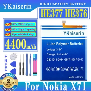 YKaiserin HE377 HE376 4400 мАч Аккумулятор для Nokia X7/3.1Plus TA-1131 TA-1119 /8.1 TA-1119 TA-1128 Bateria + Номер для отслеживания