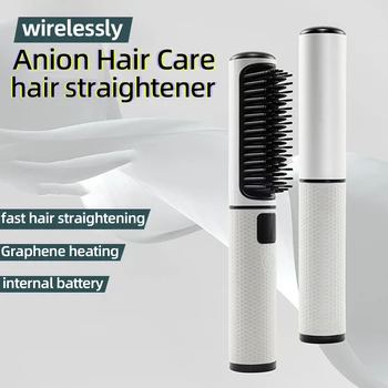Электрическая горячая расческа, Многофункциональная беспроводная расческа для выпрямления волос, средство для защиты от отрицательных ионов, средство для горячей укладки, щетка для выпрямления волос