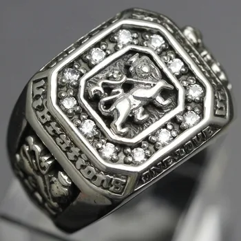 Квадратное мужское кольцо со львом из стерлингового серебра S925 пробы, тайские ювелирные изделия, индивидуальное властное кольцо, модное мужское кольцо