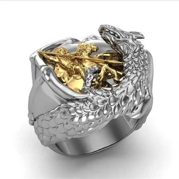 Изысканные мужские кольца с геометрией Драконьего боя золотистого, серебряного цвета для мужчин, свадебные украшения для помолвки