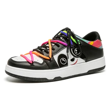 Мода 2023 года, мужская обувь для скейтборда на шнуровке, Милые кроссовки с изображением Аниме-панды, Мужские Женские дизайнерские кроссовки Унисекс, парусиновая обувь с низким верхом.