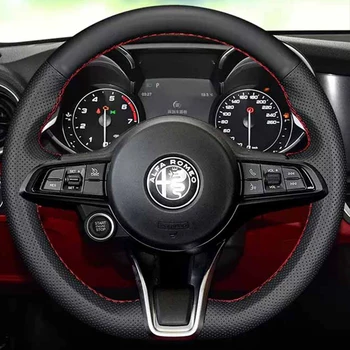 Сшитая вручную высококачественная нескользящая Крышка Рулевого Колеса Автомобиля из натуральной Кожи для Alfa Romeo Giulia Stelvio 2020-2022