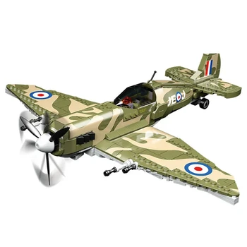 526шт 1:32 ww2 Армия Великобритании Spitfire MK9. VB Истребитель Строительные Блоки Военный 1 Пилот Фигурки Солдата Кирпичи Самолет Игрушки Для Детей