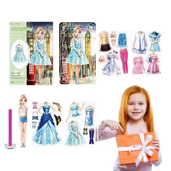 Набор магнитных кукол-принцесс для девочек, набор креативных пазлов, созданный Imagine Set, подарок на День рождения для детей, Домашний Детский сад, школа