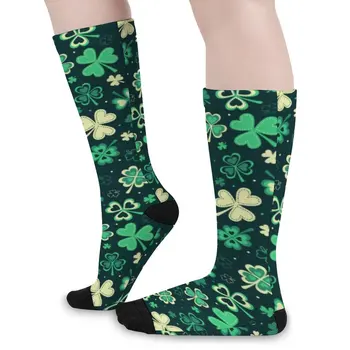 Носки Lucky Shamrock, Модные Чулки Happy St Patrick, Пара качественных спортивных носков для бега, Осенние Графические Противоскользящие Носки