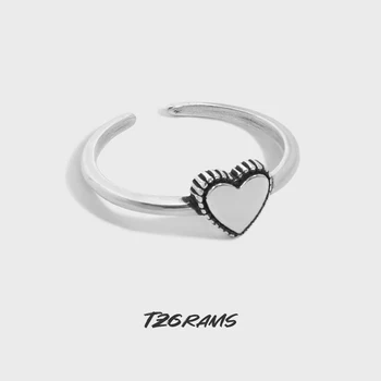 Кольца с гладким сердечком из стерлингового серебра TZgrams S925 для женщин, Корейский трендовый Простой ювелирный подарок на День рождения