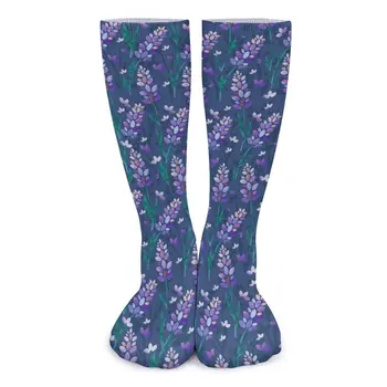 Носки Lavender Fields, Осенние фиолетовые Чулки с цветочным принтом, Женские Мужские Носки средней мягкости, Дизайнерские Носки для бега, спортивные носки против пота