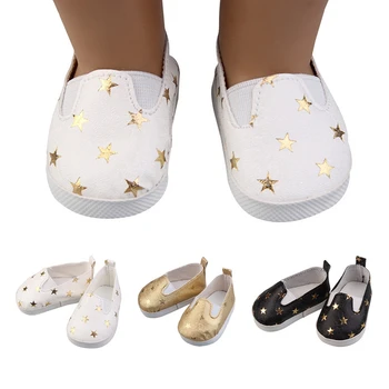 Парусиновые джинсовые кроссовки длиной 7 см, обувь для новорожденных, обувь ручной работы с пятиконечной звездой для 18-дюймовых американских кукол длиной 43 см, подарки