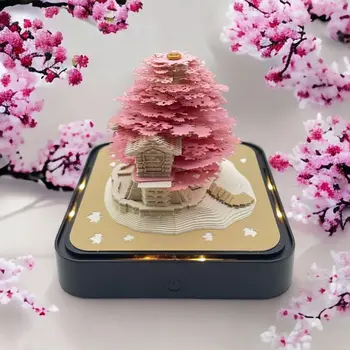 3D Художественный блокнот Sakura Treehouse Earth Calendar 2024 Календарь Блокнот для заметок Бумажные заметки на День рождения Рождественские подарки