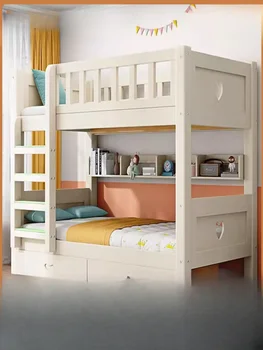 Детская кровать из толстого массива дерева, материнская кровать, верхняя и нижняя койки, высокая и низкая кровать, двухслойная, утолщенная, многофункциональная