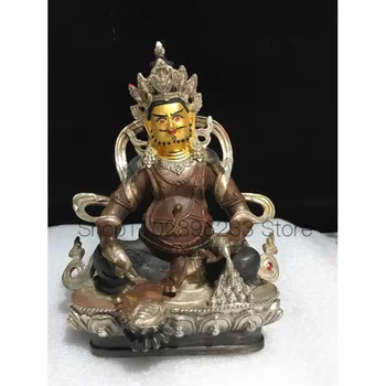 22 см Тибетское ремесло из чистой меди с позолотой, желтый Бог Удачи, бронзовая статуя, украшения