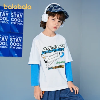 Футболка для мальчика Balabala Toddler 2023, футболка с длинными рукавами, модная футболка из двух предметов для новорожденных