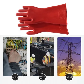 Резиновые электроизоляционные перчатки высокого напряжения 12 кВ, защитные перчатки для обслуживания домашнего электроснабжения.