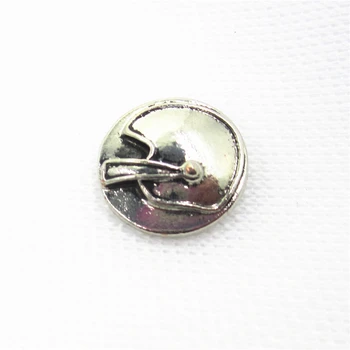 10 шт./лот, Античный серебряный футбольный шлем, подвески на кнопках для браслетов с кнопками, подвески для ювелирных изделий DIY