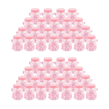 48 X Детская бутылочка Мини-детская бутылочка 4x9 см Горный хрусталь Розовый Медведь Подарок для крещения девочки