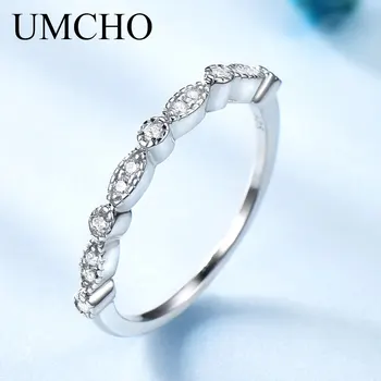 UMCHO Romantic Подлинные ювелирные изделия из серебра 925 Пробы, Обручальные кольца, Кольца Для женщин, Классический подарок на помолвку, Изысканные ювелирные изделия