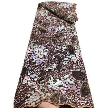 Новейшая Африканская бархатная кружевная ткань PGC, 5 ярдов, высококачественное вечернее платье, Роскошная вышивка пайетками, Нигерийская кружевная ткань 2023 г.
