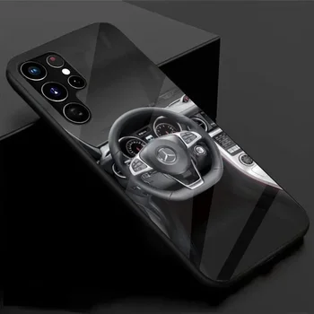 Автомобильный Руль С Рисунком Mercedes Benz Чехол Для Телефона Samsung S22 Ultra Cases S23 Plus S21 FE Противоударная Задняя Стеклянная Крышка Capa