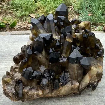 Натуральный Образец минерала из кластера кристаллов Черного Кварца, Исцеляющий Рейки, Украшение домашнего Офиса, Драгоценный Камень для Медитации