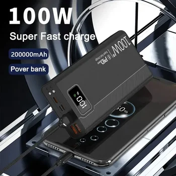 Power Bank мощностью 100 Вт, 50000mAh, 4 USB, сверхбыстрая зарядка, портативный Powerbank для Huawei iPhone 14, внешнее зарядное устройство Xiaomi, Новинка