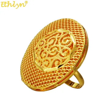 Ethlyn Большое круглое кольцо для африканских женщин/мужчин Золотое кольцо Эфиопские свадебные украшения/Арабские/Индия/Нигерия/Ближний Восток R102