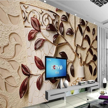 обои papel de parede 3D На заказ 3D рельефный лист фон гостиной украшение стен роспись обоев для гостиной